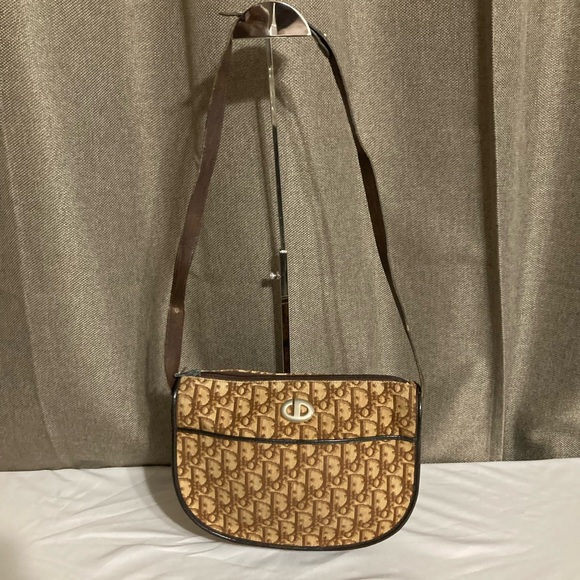 Dior Beige and Brown Monogram Shoulder Bag - Picture 1 of 13